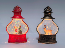 Flickering flame effect LED snow ball light