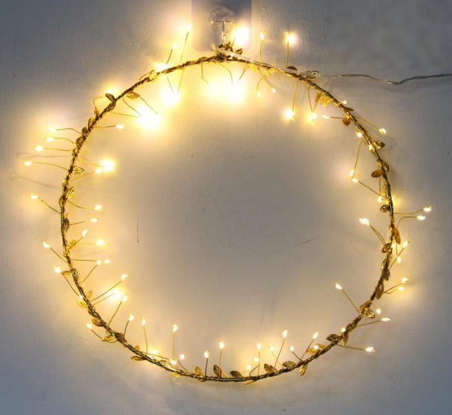 Mini Wreath Lights LED Wreath Decorative Light for Holiday Home Decor